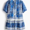 H & M - Uitlopende jurk - Blauw/Dessin