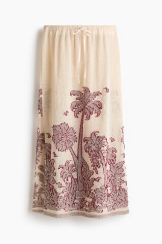 H & M - Jacquardgeweven strandrok van katoen - Roomwit/Palmbomen