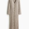 H & M - Ribgebreide jurk - Lichtbeige Gemêleerd