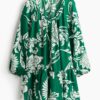 H & M - Tuniekjurk met knoopsluiting - Groen/Dessin