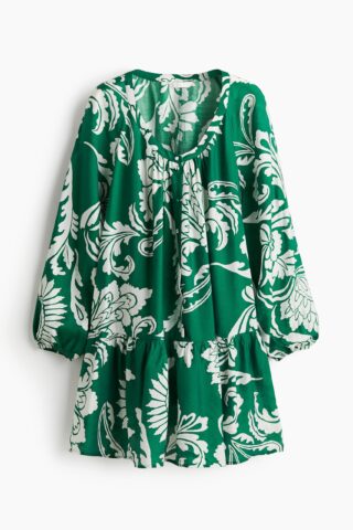 H & M - Tuniekjurk met knoopsluiting - Groen/Dessin