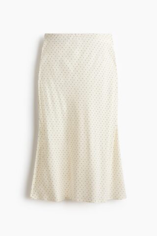H & M - Midi skirt - Roomwit/Polkadot