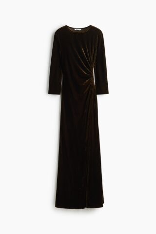 H & M - Gedrapeerde jurk met cutout - Donker Kakigroen
