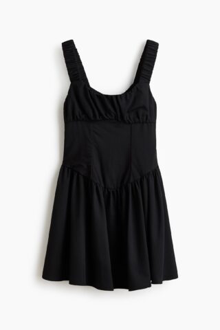 H & M - Ingerimpelde jurk van twill - Zwart