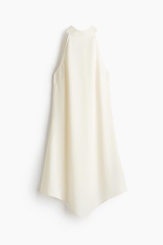 H & M - Jurk met strikbanden en handkerchief-belijning - Roomwit