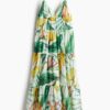 H & M - Lange strokenjurk - Wit/Bloemen