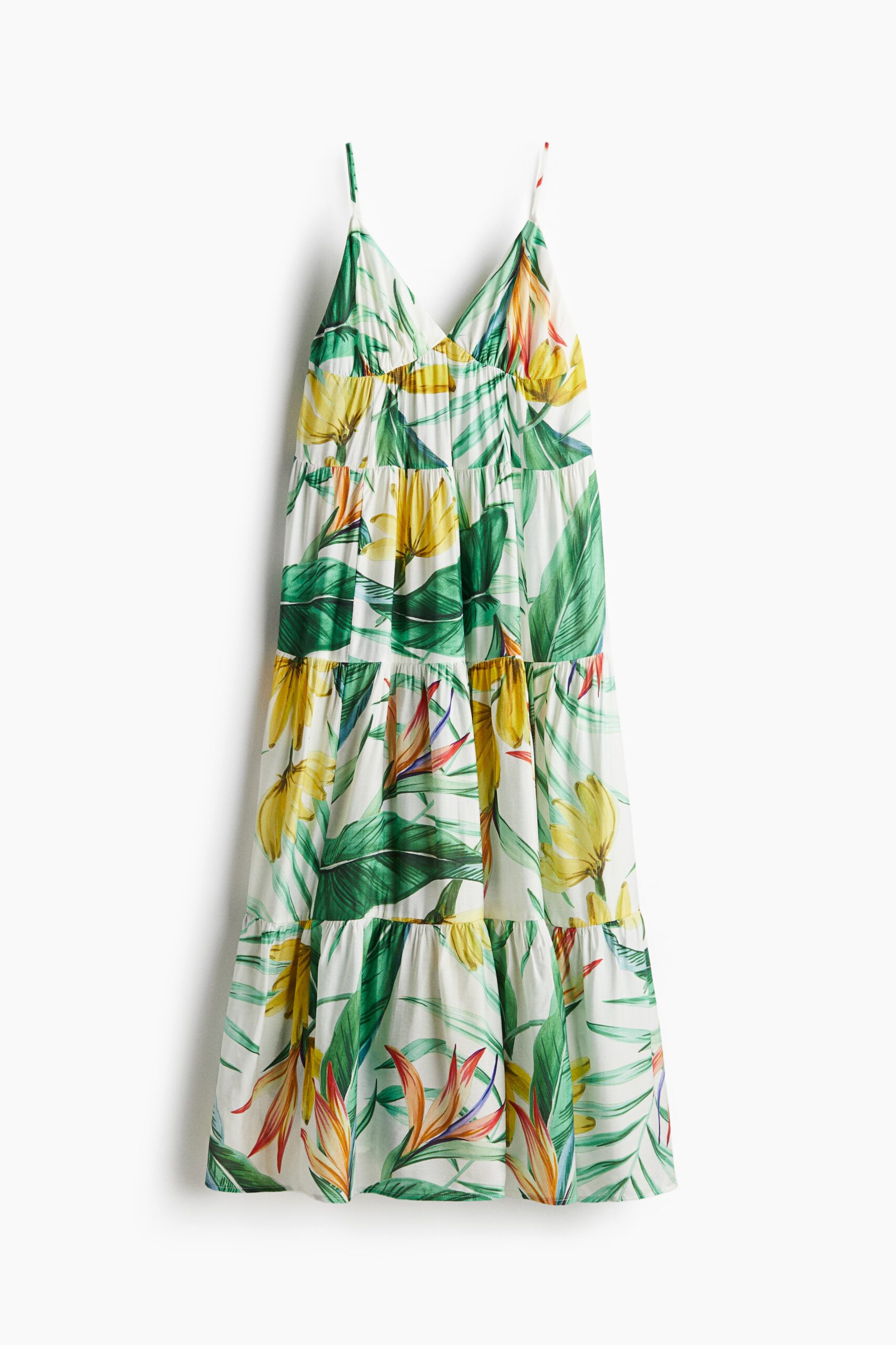 H & M - Lange strokenjurk - Wit/Bloemen H & M - Lange strokenjurk - Wit/Bloemen