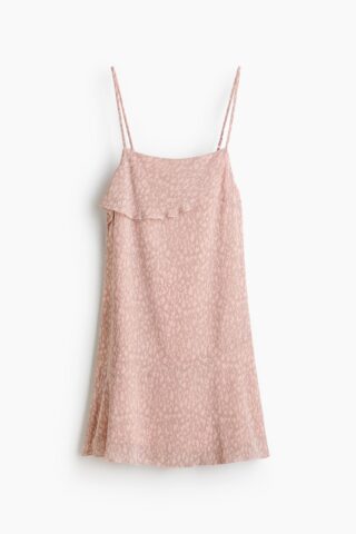 H & M - Strappy jurk met strikbandjes - Dusty Roze/Dessin