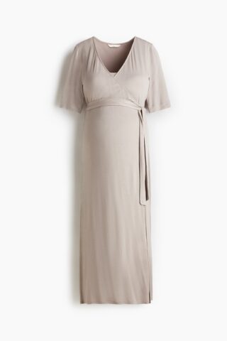 H & M - MAMA Voedingsjurk met overslag - Lichtbeige