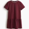 H & M - Jurk met stras - Bordeauxrood