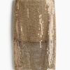 H & M - Rok van mesh met pailletten - Beige/Goudkleurig