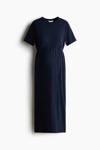 H & M - MAMA T-shirtjurk met strikbandje - Marineblauw