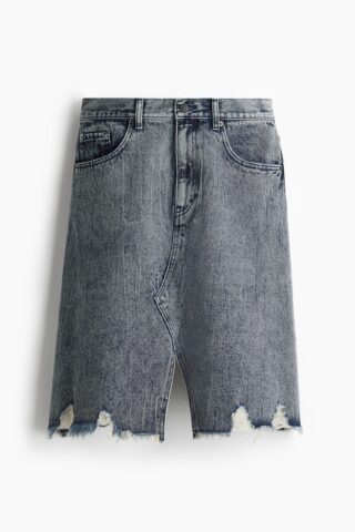 H & M - Trashed denim rok - Denimblauw