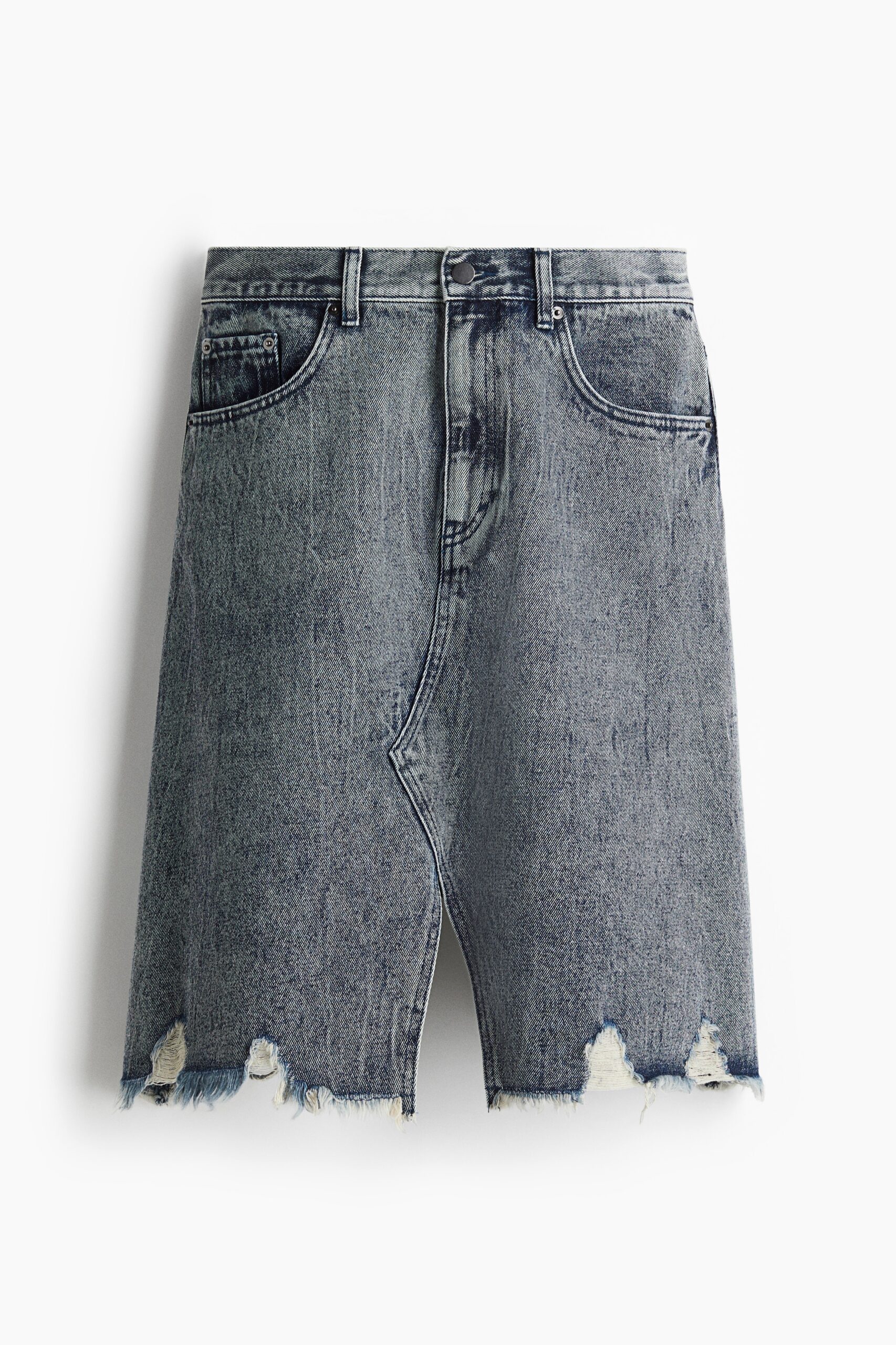 H & M - Trashed denim rok - Denimblauw H & M - Trashed denim rok - Denimblauw