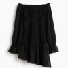 H & M - Gesmokte off-the-shoulderjurk - Zwart