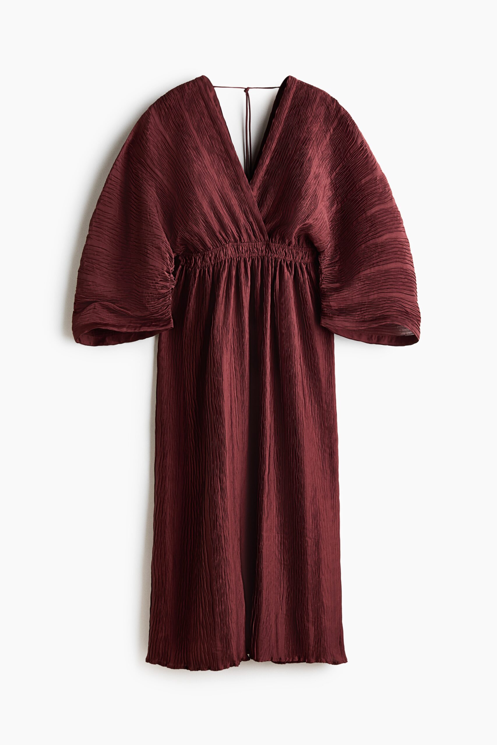 H & M - Crinklejurk met V-hals - Donkerbruin H & M - Crinklejurk met V-hals - Donkerbruin