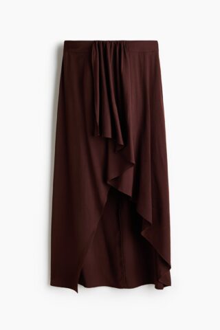 H & M - Asymmetrische paneelrok - Donkerbruin