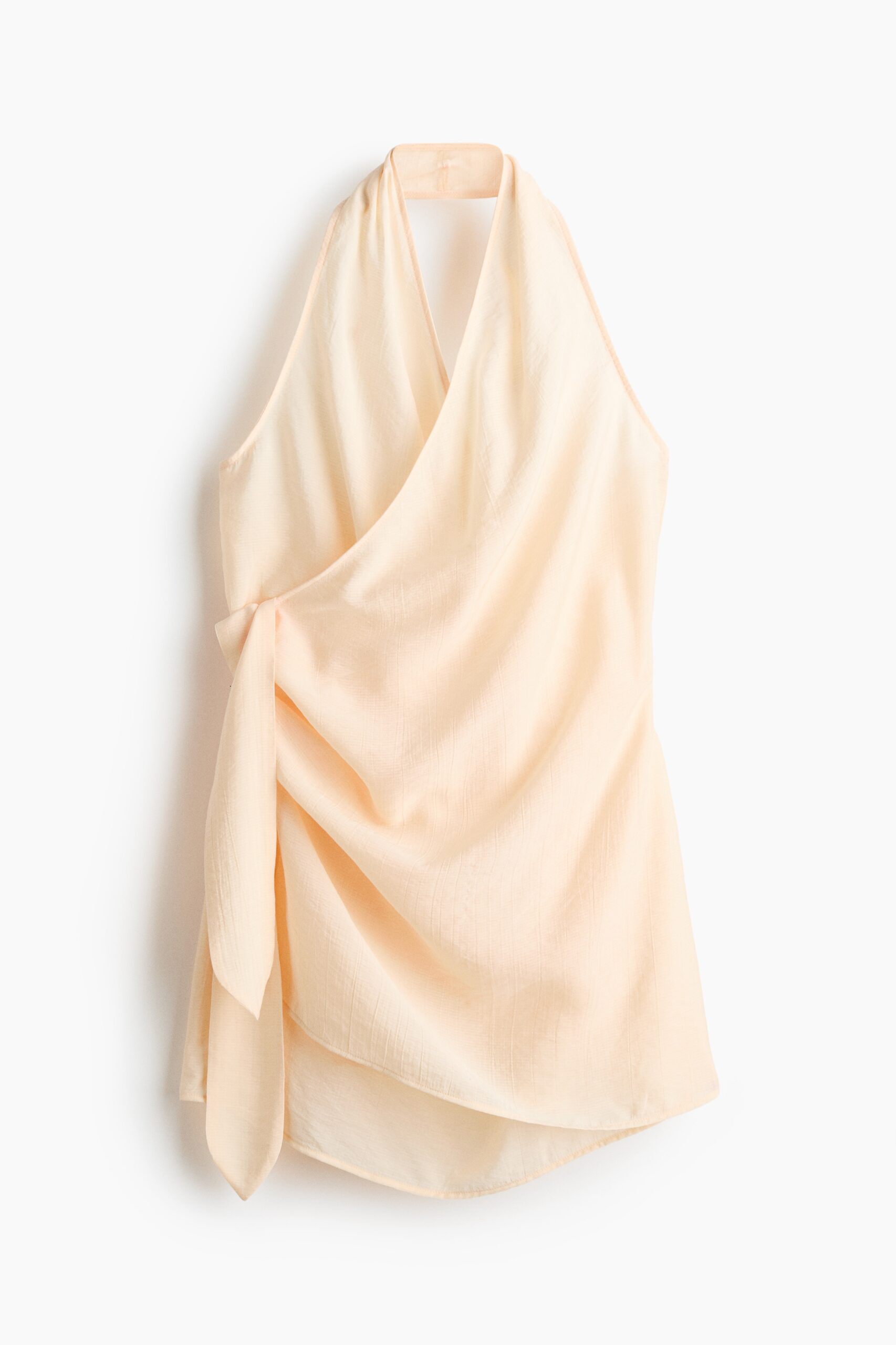 H & M - Halterstrandjurk met overslag - Bleekabrikoos