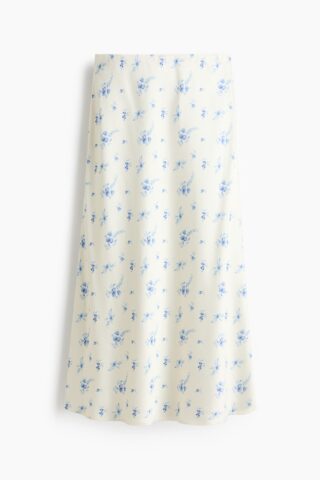 H & M - Midirok - Wit/Bloemen