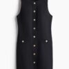 H & M - Twill jurk met knopen - Zwart