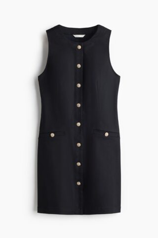 H & M - Twill jurk met knopen - Zwart