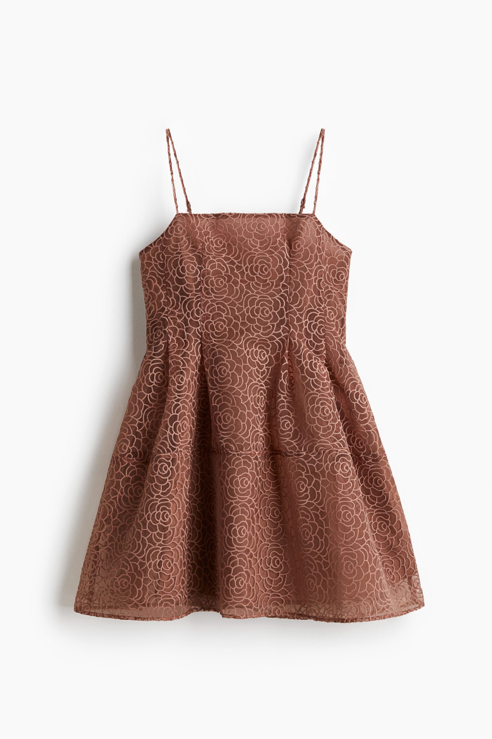 H & M - Strappy jurk met borduursel - Bruin