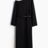 H & M - One-shoulderjurk met ceintuur - Zwart