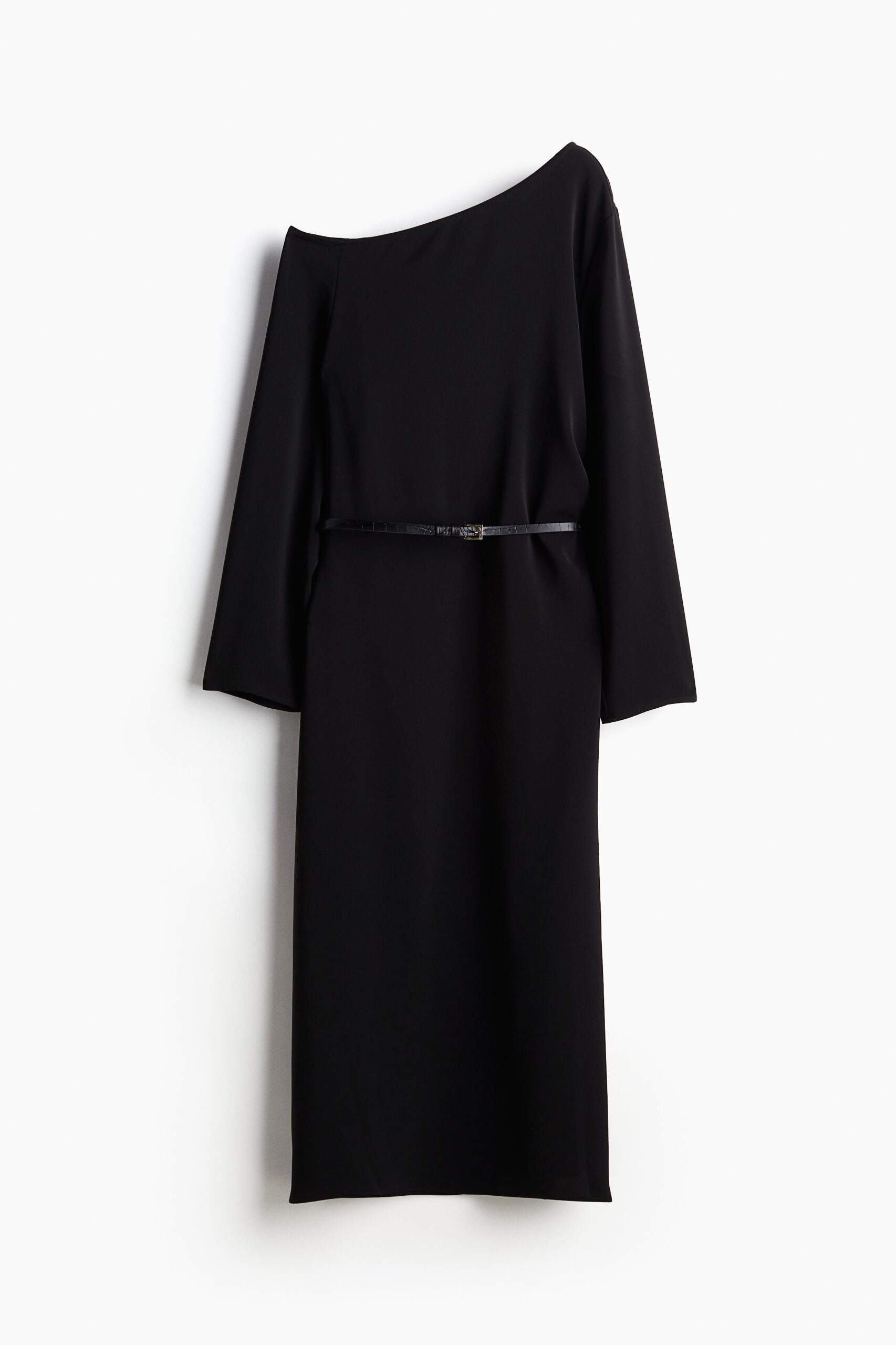H & M - One-shoulderjurk met ceintuur - Zwart H & M - One-shoulderjurk met ceintuur - Zwart