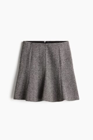 H & M - Uitlopende rok - Grijs/Visgraatdessin