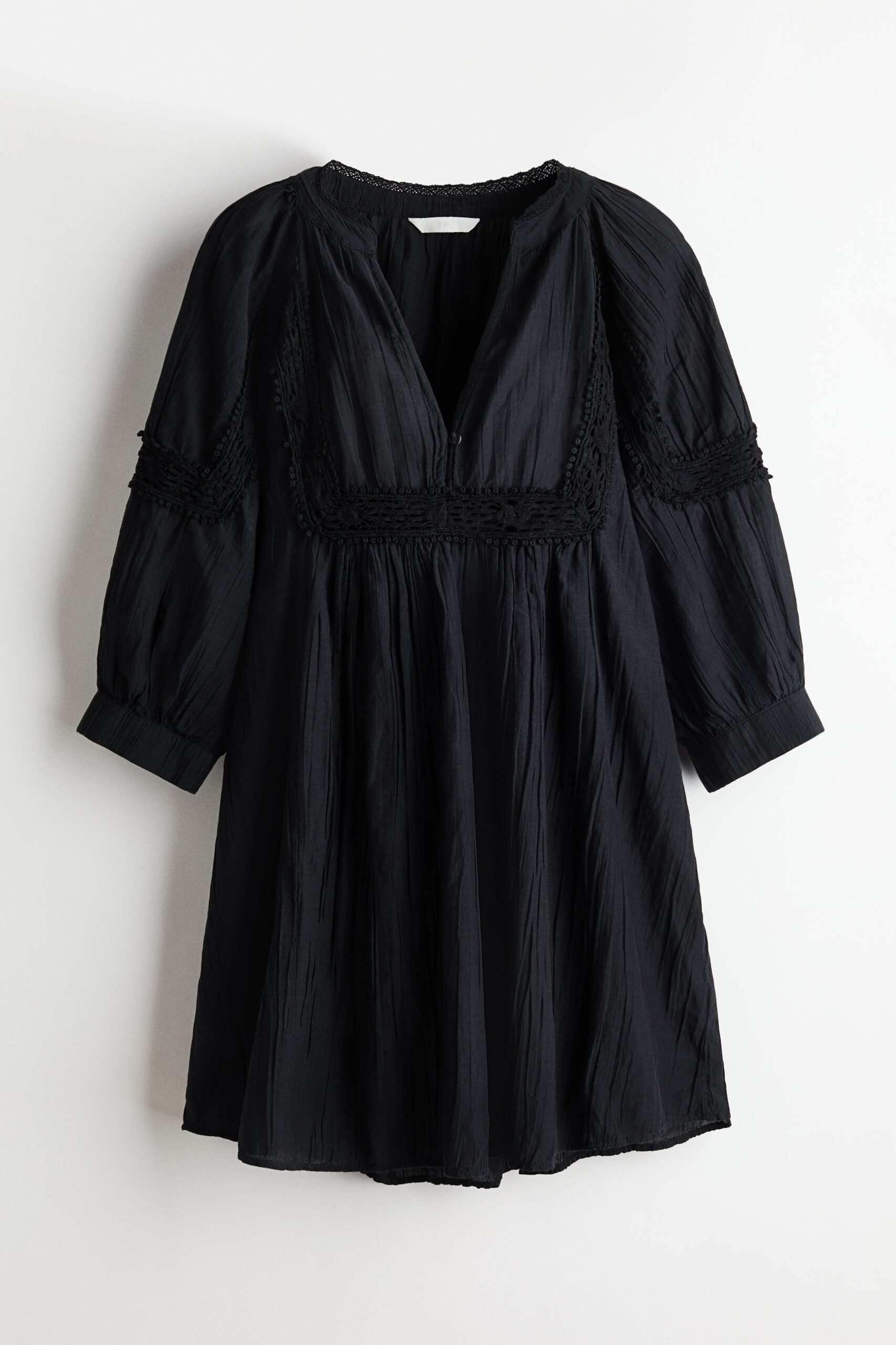H & M - Tuniekjurk met kanten inzetten - Zwart