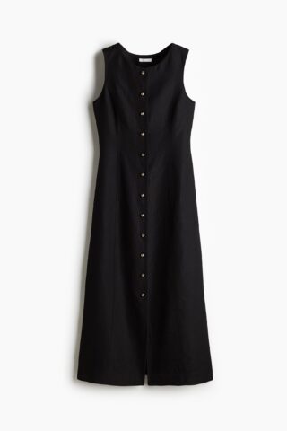 H & M - Jurk van linnenmix - Zwart