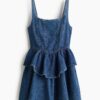 H & M - Denim jurk met uitlopende rok - Denimblauw