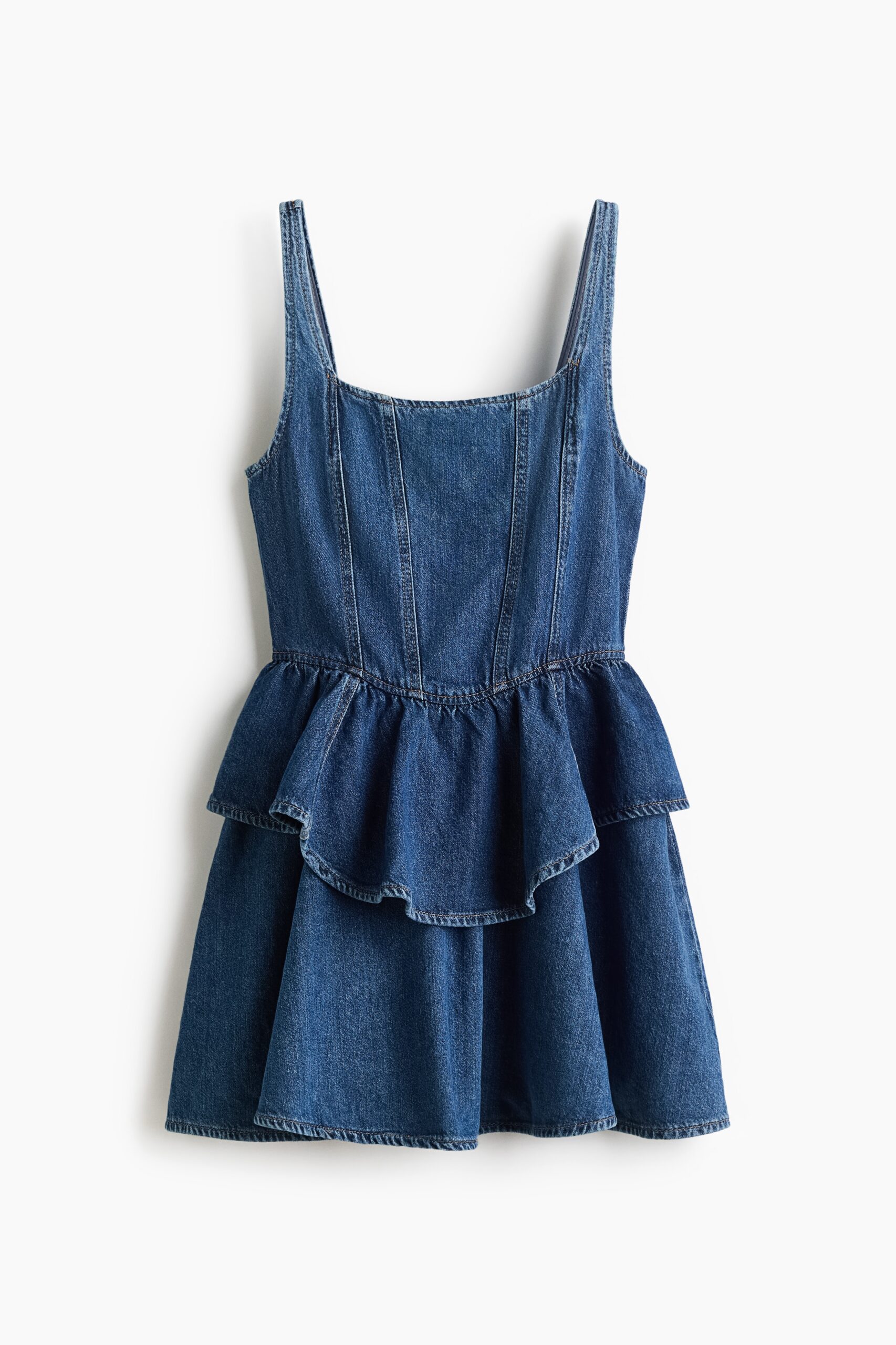 H & M - Denim jurk met uitlopende rok - Denimblauw