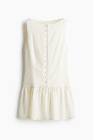 H & M - Jurk van linnenmix - Roomwit