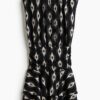 H & M - Crinklejurk met stroken - Zwart/Dessin
