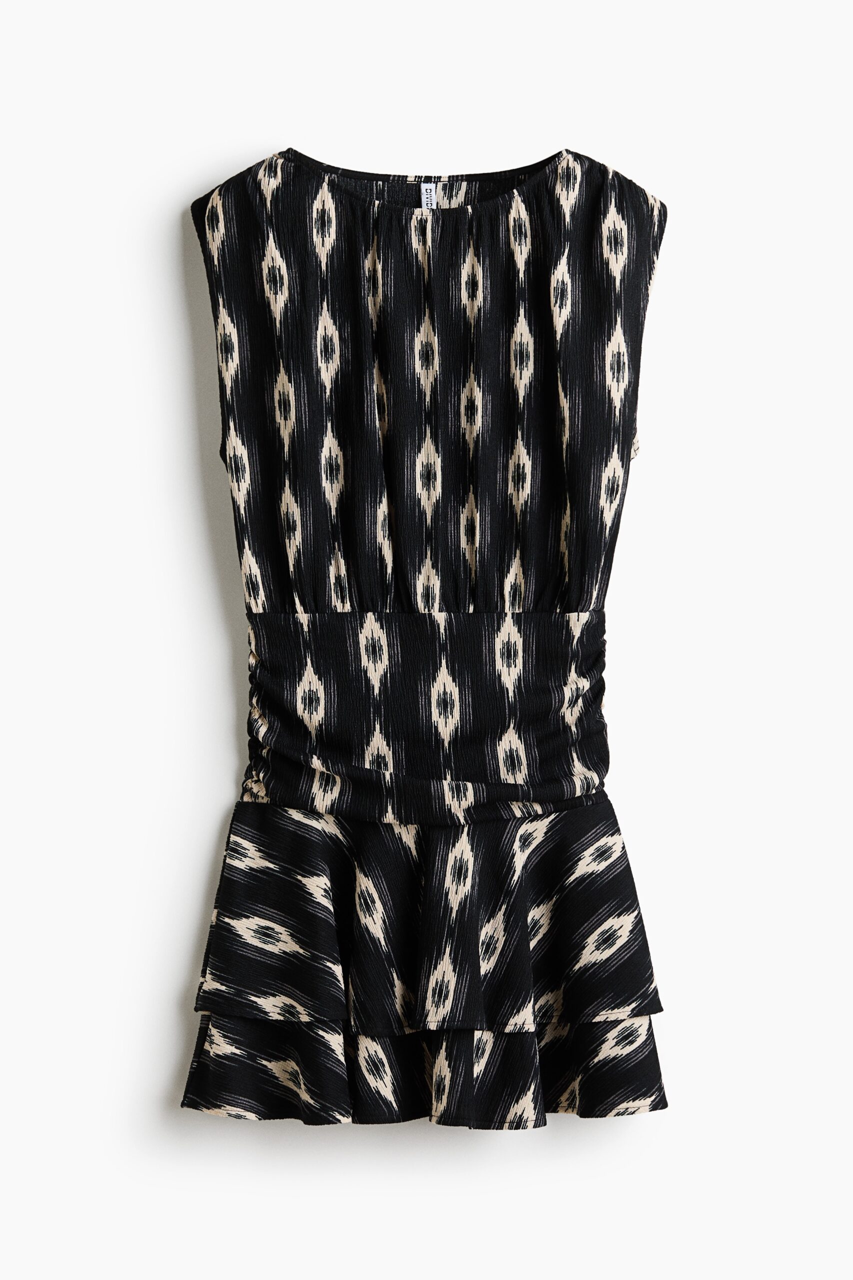 H & M - Crinklejurk met stroken - Zwart/Dessin
