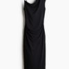 H & M - Asymmetrische tricot jurk - Zwart