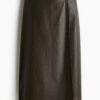 H & M - Overslagrok met coating - Donker Kakigroen