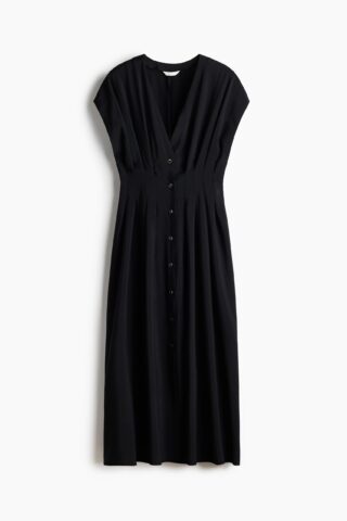 H & M - Midi-jurk met knoopsluiting - Zwart