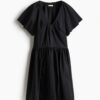 H & M - Jurk met vlindermouwen - Zwart