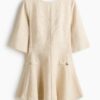 H & M - Bouclé jurk - Lichtbeige