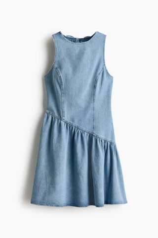 H & M - Denim jurk met uitlopende rok - Licht Denimblauw