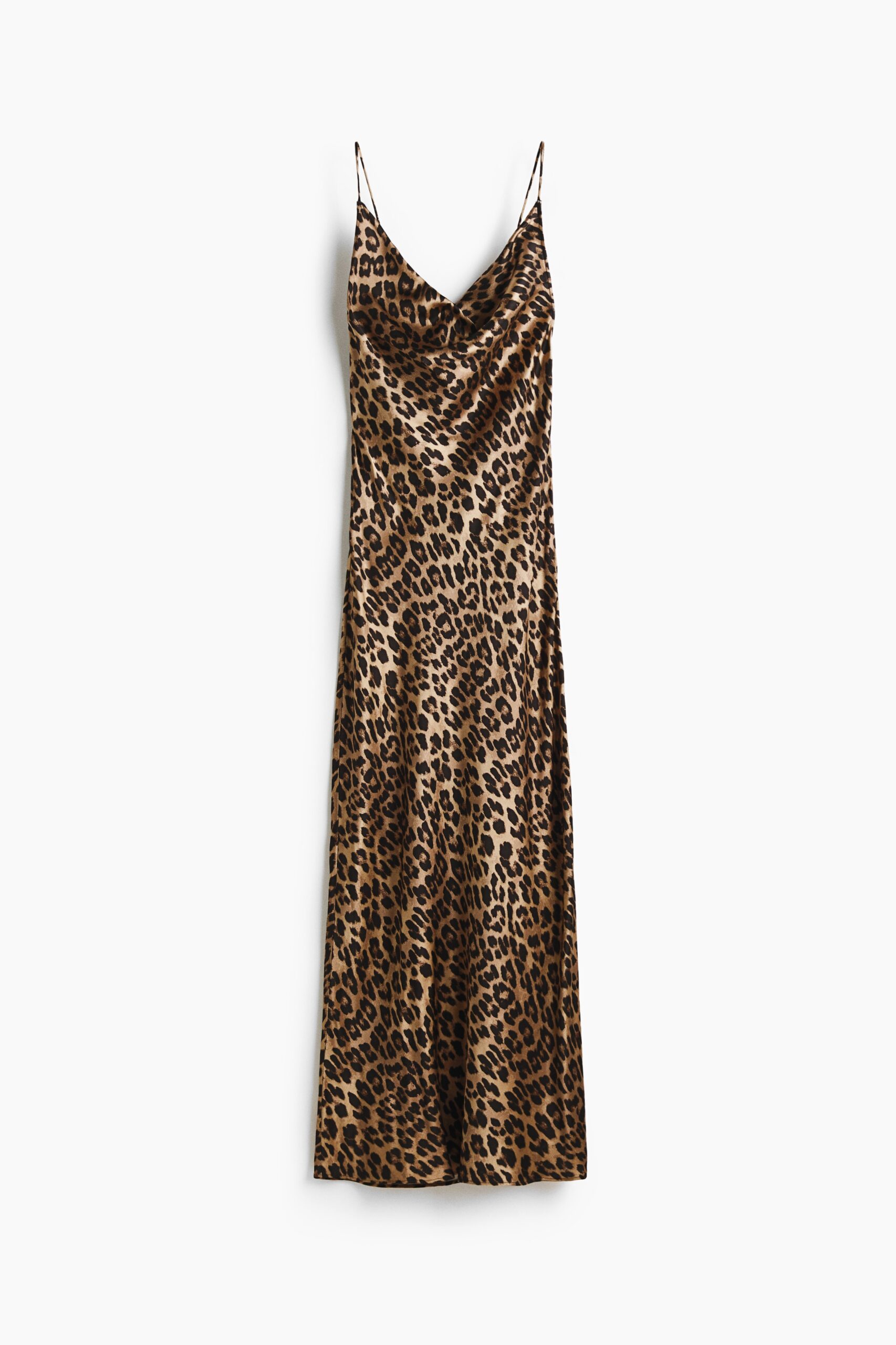 H & M - Satijnen strappy jurk - Beige/Luipaarddessin H & M - Satijnen strappy jurk - Beige/Luipaarddessin