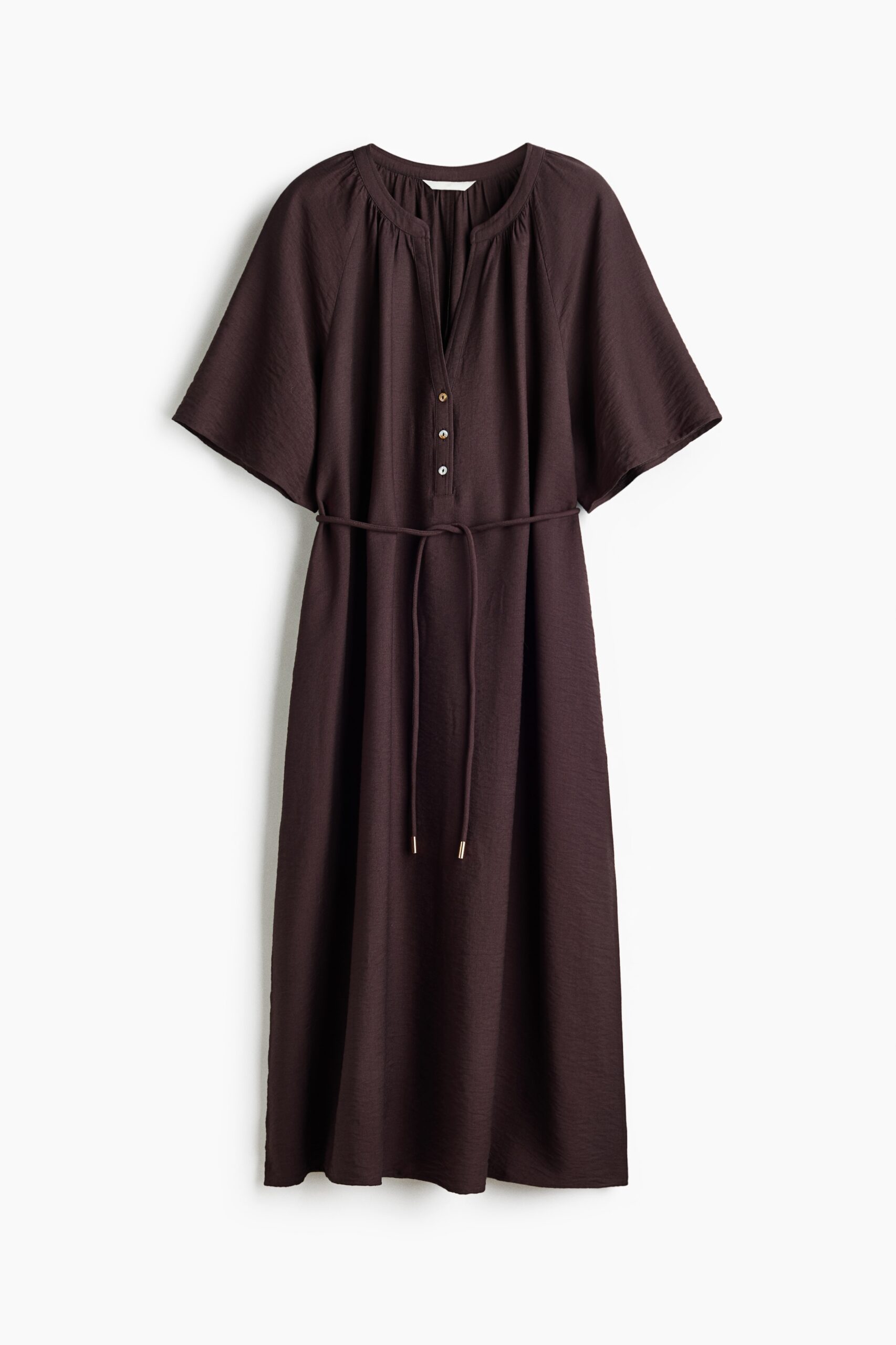 H & M - Tuniekjurk met strikceintuur - Donkerbruin H & M - Tuniekjurk met strikceintuur - Donkerbruin