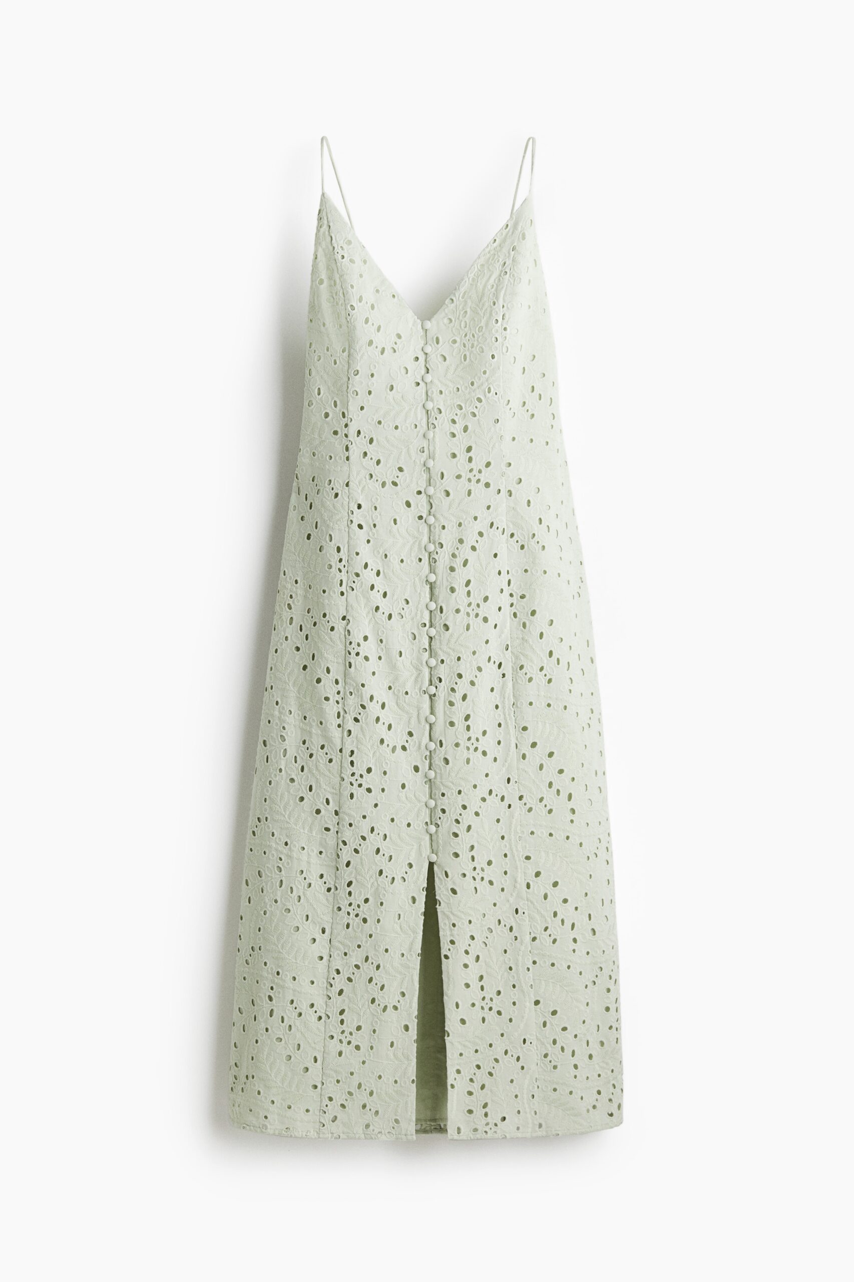 H & M - Strappy jurk met broderie anglaise - Lichtgroen H & M - Strappy jurk met broderie anglaise - Lichtgroen