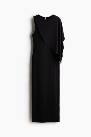 H & M - Jurk met asymmetrisch capedetail - Zwart
