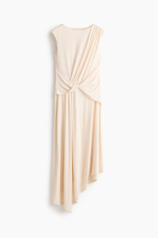 H & M - Asymmetrische jurk met gedraaid detail - Lichtbeige