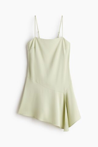 H & M - Satijnen strappy jurk - Bleekgroen