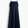 H & M - Strappy jurk van linnenmix - Donkerblauw