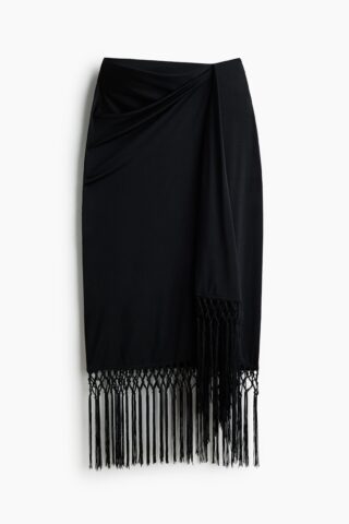 H & M - Rok met franje - Zwart
